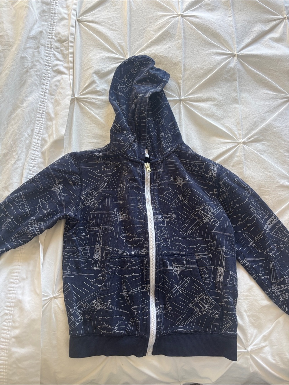 Gymboree Navy Airplane Print Zip Hoodie